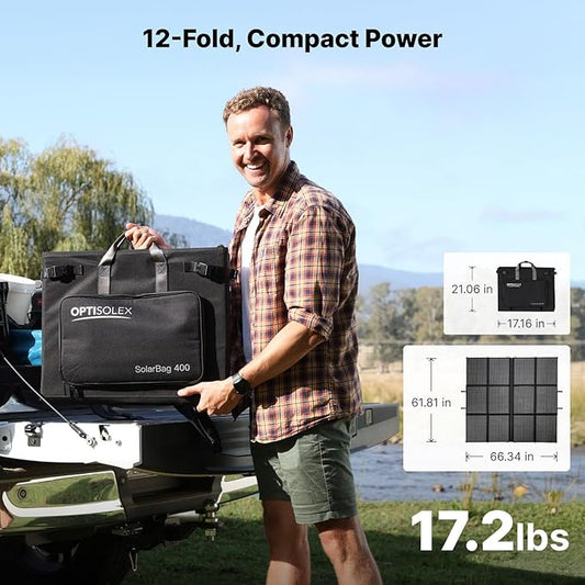 440W Portable Solar Panel Kit | 440W Foldable SolarBag + SolexBrick S1 50A MPPT Solar Charge Controller + 20 Foot 8AWG MC4 to O Ring Extension Cable | for RV, Camping, and Emergency Use