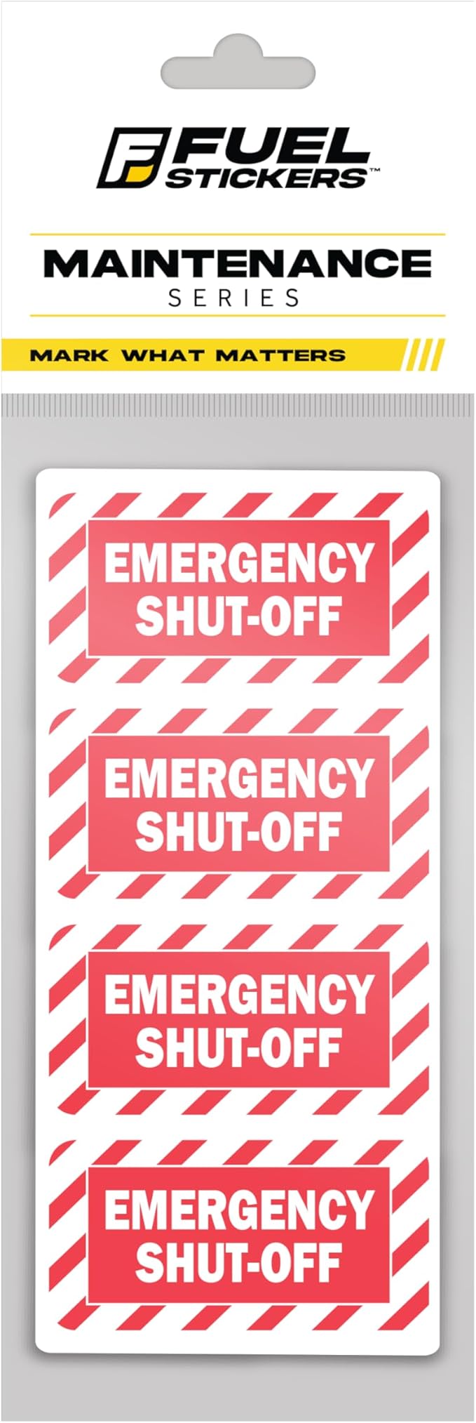 Emergency Shut Off Sticker (small) | Emergency Stop Stickers | Shut Off Valve Sign for Powered Machinery and Equipment - Heavy-Duty, Weatherproof, Ultra Durable – USA Made (2x1 inch), 20 Labels