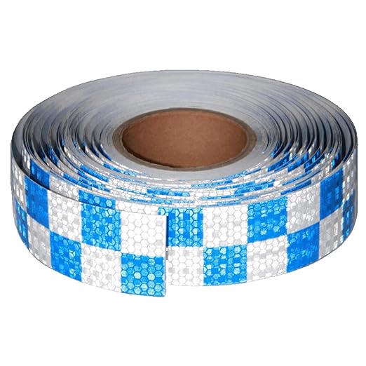 Reflective Tape Blue and White 2 inch Wide for Cars, Outdoor Waterproof High Visibility Safety Warning Adhesive Strips (166 feet)