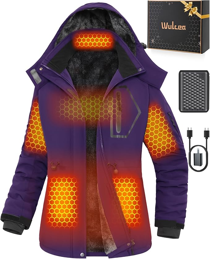 Wulcea Graphene Heated Jacket For Women 12V 18400mAh Fast Charge With Large Capacity