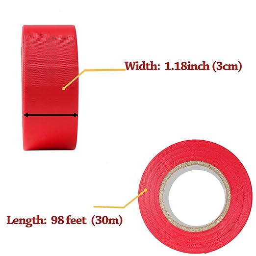 GEYYANG Red Flagging Tape,3.35 Mil Thick,1-3/16" x 98ft, 6 Rolls - NO Adhesive - Survey and Mark Boundaries, Trees and Hazardous Areas - Weatherproof and Fade-Resistant