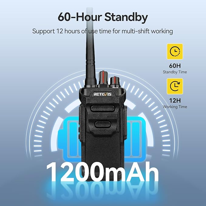 Retevis RT48 Waterproof Walkie Talkies with Mic,Heavy Duty 2 Way Radio,Professional/Business Two Way Radio with 6 Way Charger,IP67, VOX,SOS Alarm,1200mAh,for Construction Manufacturing Outdoor(6Pack)