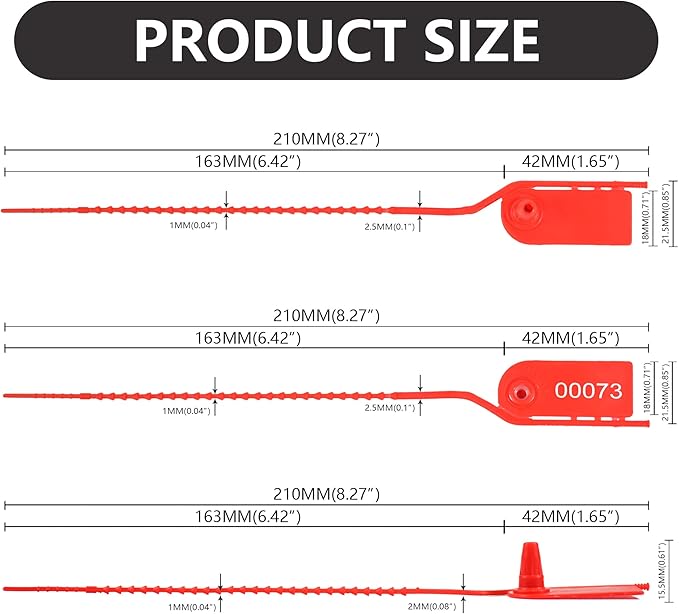 200 Plastic Security Seals Numbered Zip Ties for Fire Extinguisher Pull Tite Anti-Tamper Tags Disposable Self Locking Signage Inspection Tags for Clothes (Red)