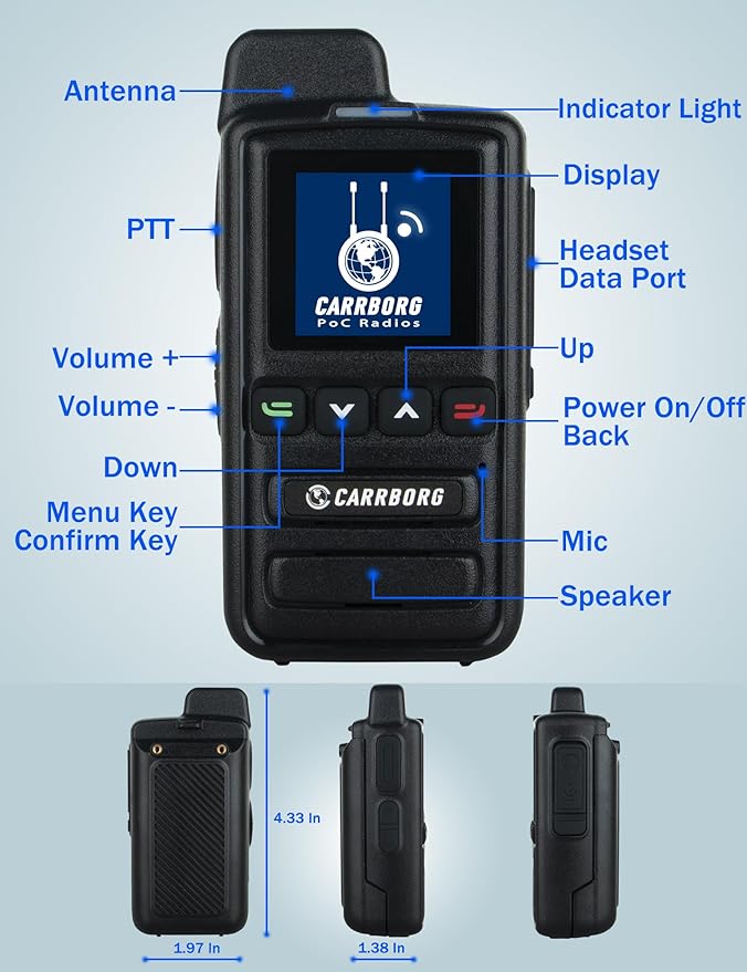X13 Nationwide Lifetime Free LTE Walkie Talkies Unlimited Range 4G Two Way Radios Long Range Global POC with SIM Cards（2 Pack）