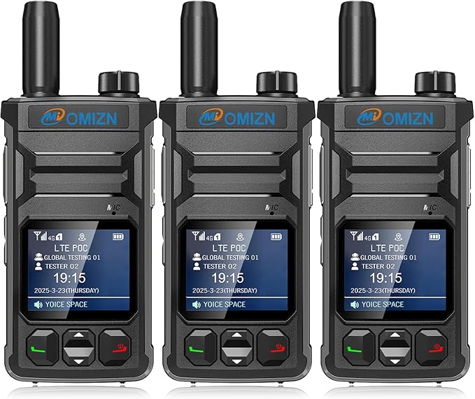T6 Ultra-Slim Walkie Talkie with Unlimited Range Over 4G LTE, AES-256 Encrypted Two Way Radio, Noise Reduction, IP65, Type-C Charging, Lifetime Free Use (Black, 3 Pack)