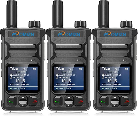 T6 Ultra-Slim Walkie Talkie with Unlimited Range Over 4G LTE, AES-256 Encrypted Two Way Radio, Noise Reduction, IP65, Type-C Charging, Lifetime Free Use (Black, 3 Pack)