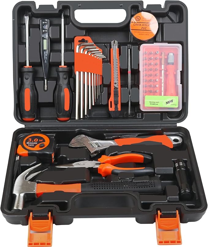 52-Piece Household Tool Box Set Mini Tool Set Basic Tool Kit for Home Suitable for Home Garage Office University Dormitory