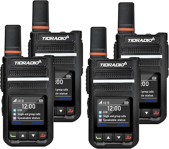 TIDRADIO TD-G18 Rapid Long Range Walkie Talkies Radio Unlimited Range 1000 Miles Compatible with TD-M15, Nationwide POC Two Way Radio with SIM Card for Family Logistics Compan, 4 Pack