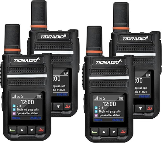 TIDRADIO TD-G18 Rapid Long Range Walkie Talkies Radio Unlimited Range 1000 Miles Compatible with TD-M15, Nationwide POC Two Way Radio with SIM Card for Family Logistics Compan, 4 Pack