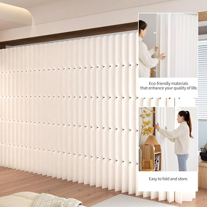 Foldable Room Divider Privacy Screens Movable Temporary Wall Space Partition, 5.91~7.87 FT Tall, 6.56~16.4 FT Width, Choice of Various Sizes and Styles
