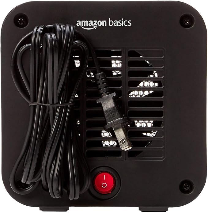 Amazon Basics Ceramic Space Heater, Mini Heater for Office Desk, Portable Tent Heater (Indoor Use), 500 W, With Tip-Over Protection, Lightweight (1.4 LBS), Blue, 5.9 x 3.2 x 6 inches