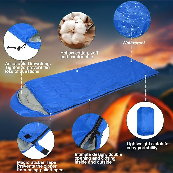 Macarrie 6 Pack Bulk Sleeping Bags for Homeless Donation, 0 Degree Waterproof Sleeping Bags with Compression Sack for Adults Winter Cold Weather Care Camping Hiking Emergency