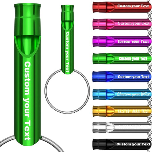 20 Pcs Custom Emergency Whistles with Keychains, Personalized Loud Safety Survival Whistle Engraved with Name/Text, Bulk Whistles for Outdoor Sports, Camping, Hiking, Boating, Hunting