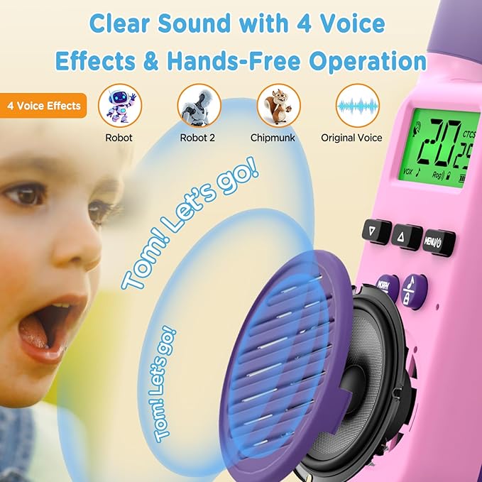 Peakeep Walkie Talkies for Kids Long Range 3 Miles, Voice-Changing Toys Gifts for 3-12 Years Old Boys Girls, 2 Way Radios Big LCD Screen, Flashlight, Camping Hiking Outdoor, Battery Operated, 2 Packs