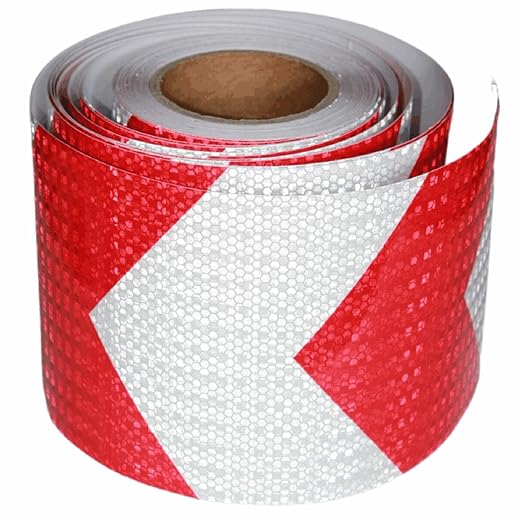Red and White Reflective Tape Outdoor Waterproof 6 inch X 66 feet, High Visibility Hazard Conspicuity Safety Marking Tape