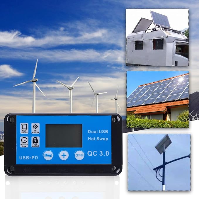 Asixxsix Solar Panel Kit, 100W OBD Plug Solar Charge Controller Foldable Panel Energy Storage Flexible, Monocrystalline Kit for Outdoor RV Boat