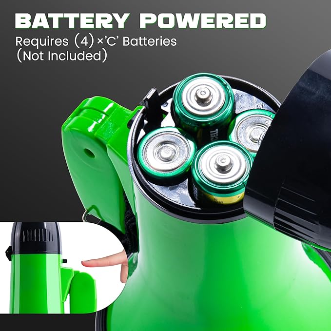 MyMealivos Portable Megaphone Bullhorn 20 Watt Power Megaphone Speaker Voice and Siren/Alarm Modes with Volume Control and Strap (Green)