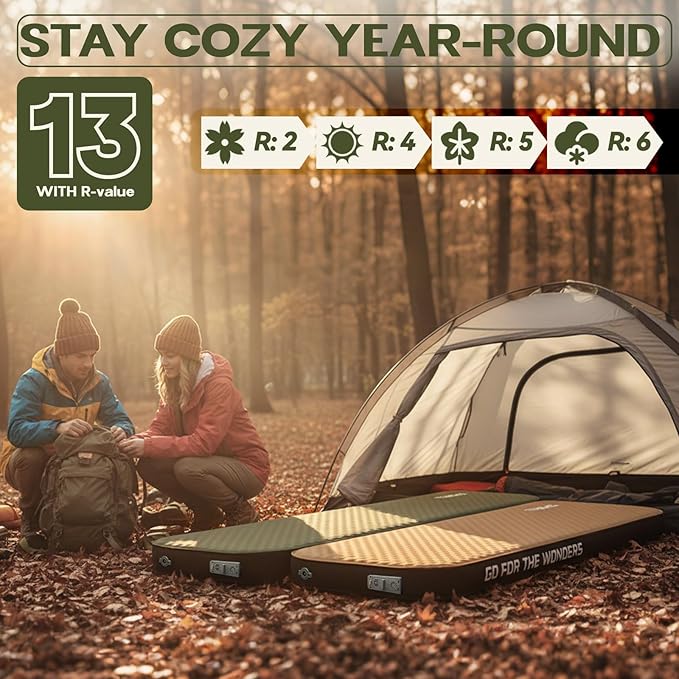 UPWELL Self Inflating Sleeping Pad 4.5" Thickness Camping Mattress with Solid Foam Single Sleeping Mat Portable Fast Inflation for Outdoor Mat Portable Roll Up，with air Pump