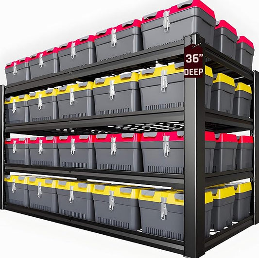 36" D Storage Shelves, 68" W Garage Shelving Heavy Duty Metal Adjustable Garage Shelves, Shelving Units Industrial Shelving for Warehouse, 68" W x 36" D x 68" H,Black