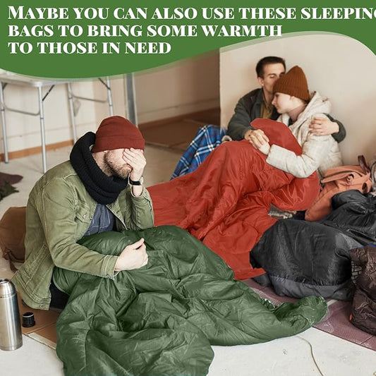 Macarrie 10 Pcs Bulk Sleeping Bags for Homeless Donation Shelter Adults 0 Degree Waterproof Sleeping Bags with Compression Sack for Cold Weather Emergency Hiking Camping Warm