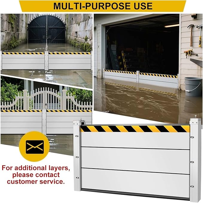 Heavy Duty Aluminum Flood Barrier, Reusable Outdoor Water Barrier for Home, Garage, Gates, Roads, Detachable Flood Protection Baffle, Temporary Flood Control System(H 2.6ft/80cm,L 3.5ft/1.1m)