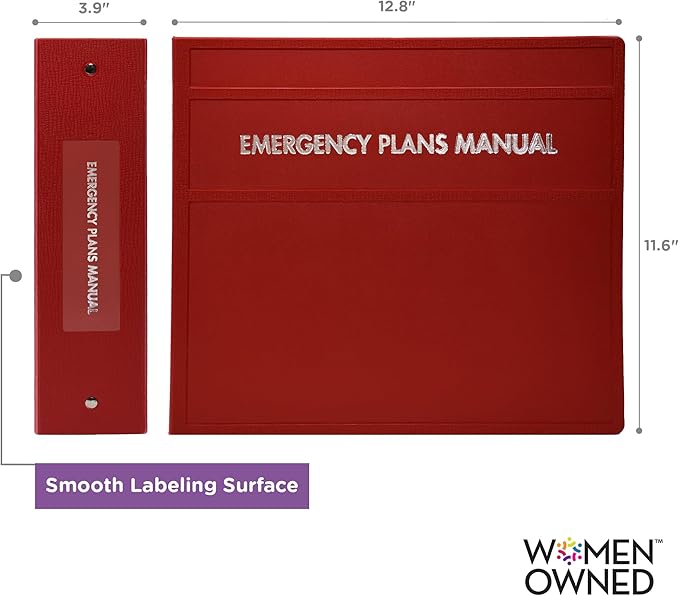 Carstens 4-Inch Heavy Duty Emergency Plans Round Ring Binder – Side Opening, Brick Red, Case of 10, Durable Plastic, No Pockets, Holds 600 Sheets, Made in USA (1891-3RCS)
