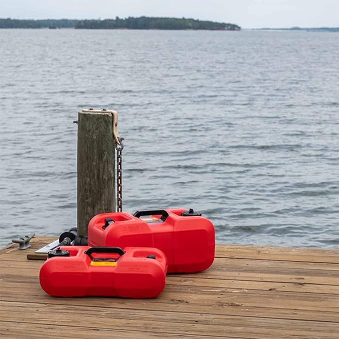 Scepter 6 Gallon Portable Marine Gas Can, Boat Fuel Tank with 2-Way Vented Cap, Built-In Fuel Gauge and Pick-Up, Top Handle, EPA & CARB Compliant, Underseat Design, 19.3"L x 12.2"W x 10.2"H (10511)