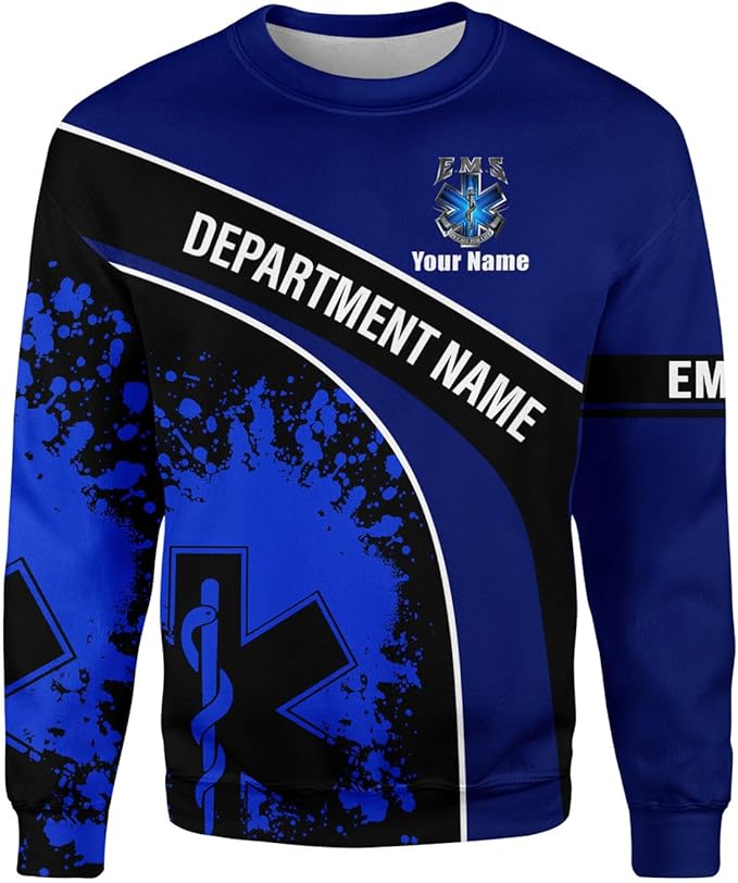 Personalized EMT 3D Shirt, EMT 3D Hoodie, 3D EMS Hoodies for Men, Medical Uniforms EMS Shirt, Emergency Medical Service Shirt