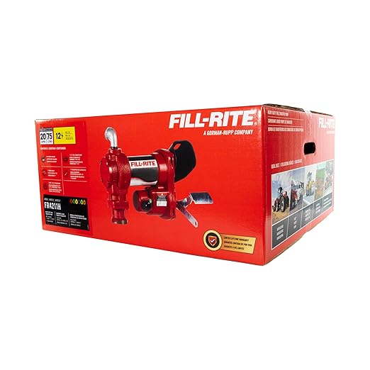 Fill-Rite FR4211H 12V 20 GPM Fuel Transfer Pump with Standard Mechanical Meter Package, Gallons Gasoline, Diesel, Kerosene, Ethanol & Methanol Blends & Biodiesel