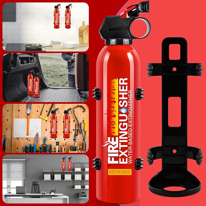 6 Pack Fire Extinguisher for Home with Wall Mount - 620ml Portable Fire Extinguisher for Car Vehicle Boat House Kitchen, Water-Based Fire Extinguisher for A, B, C, K Fire