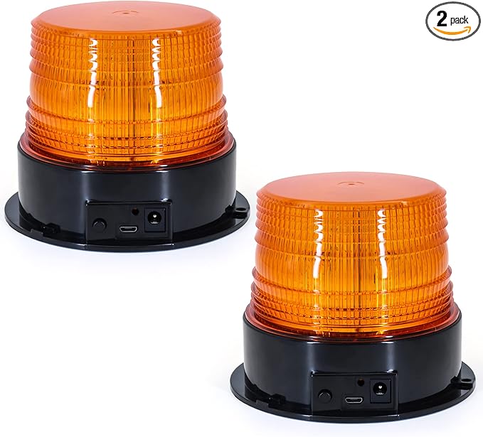 AnTom 2PCS Magnetic Wireless Strobe Lights, Rechargeable Emergency Flashing Warning Battery Operated Beacon Light for Vehicle, forklifts,Tractors,Golf carts,UTVs,Cars,Buses