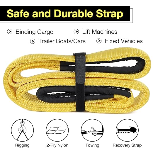 Lift Sling Straps,2" x 4' 2-Ply Heavy Duty Flat Eye Nylon Lifting Straps for Hoist Lift Sling Strap,Moving Strap for Lifting Rigging Furniture Appliances Machine Tree Luggage
