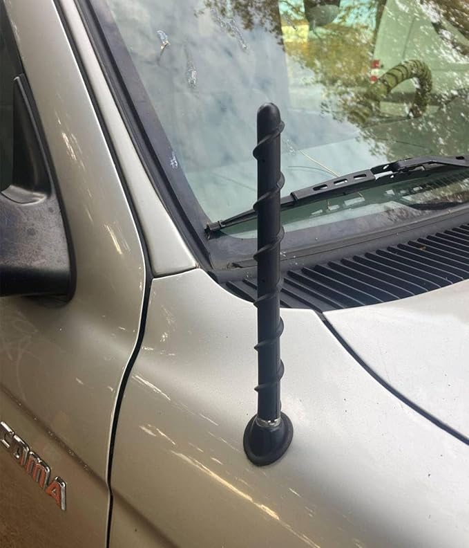 7" Short Antenna Mast Fits for Toyota Tundra 2000+ & Toyota Tacoma 1995+ & FJ Cruiser 2007+, Internal Copper Coil for Enhanced Reception, 7 inch Spiral Rubber Antenna Replacement Accessories