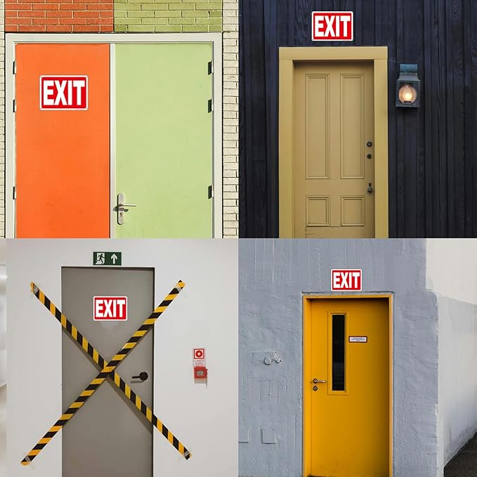 Exit Sign, 4 Pack 10x7 Inches Aluminum Exit Signs, Reflective, UV Protected, Durable, Weatherproof, Easy to Install, Indoor/Outdoor Use