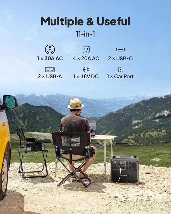 BLUETTI AC200L Portable Power Station & Charger 1 (Ships Separately), 2048Wh LFP Backup, 560W DC-DC Alternator Charger, 3.6H Full Charge via Car, Perfect for Road Trips, RVs, Power Outages