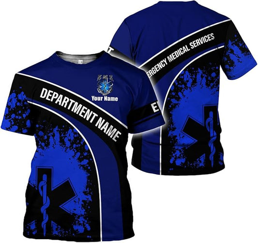 Personalized EMT 3D Shirt, EMT 3D Hoodie, 3D EMS Hoodies for Men, Medical Uniforms EMS Shirt, Emergency Medical Service Shirt