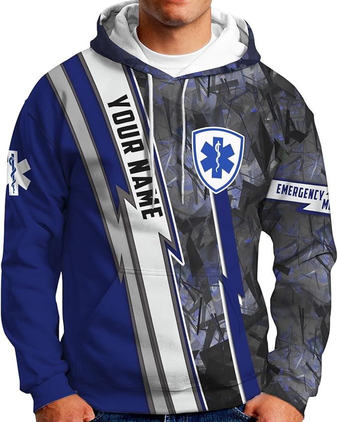 Personalized EMT 3D Shirt, EMT 3D Hoodie, 3D EMS Hoodies for Men, Medical Uniforms EMS Shirt, Emergency Medical Service Shirt