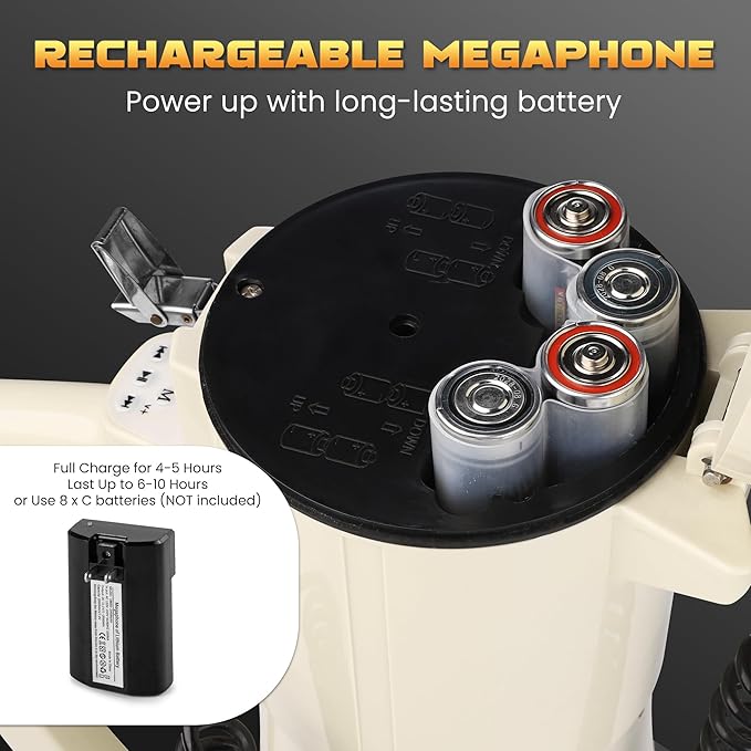My Mealivos75W 2000 Professional Yard Sound Range Heavy PA Bullhorn Megaphone Speaker, Adjustable Volume, Loud Hand Held Megaphone, Outdoor Activities, Coaching, Football, Baseball, Hockey…