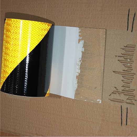 Reflective Tape Yellow Black 12 Inch for Cars, Safety Caution Reflector Strips, Hazard Conspicuity Warning Adhesive Stickers (68 feet)