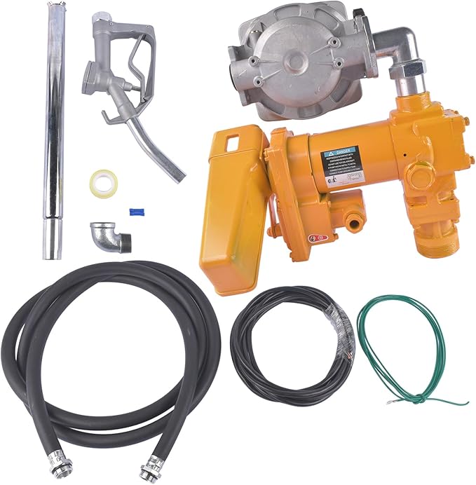 20GPM 12V DC Fuel Transfer Pump Gasoline Pump with Nozzle Kit Yellow Replacement for Gas Diesel Kerosene with Particulate Filter Vahaha