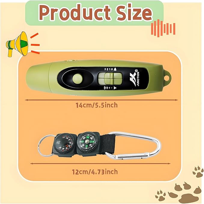 Rechargeable Bear Horn to Scare Bears, 125dB Electronic Air Horn with LED Flashlight & Compass & Thermometer, Electronic Whistle Bear Bells for Safety Hiking Camping Emergency Self Defense