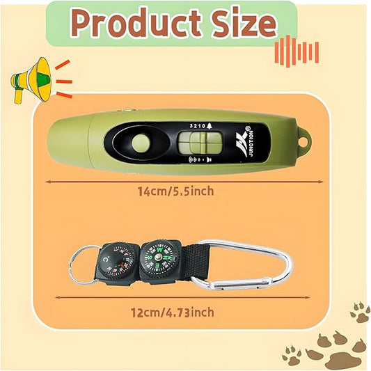 Rechargeable Bear Horn to Scare Bears, 125dB Electronic Air Horn with LED Flashlight & Compass & Thermometer, Electronic Whistle Bear Bells for Safety Hiking Camping Emergency Self Defense