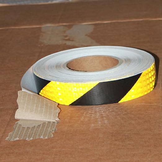 Reflective Tape Yellow Black 1 Inch x 168 Feet, Warning Conspicuity Reflector, Night Safety Sticker for Car Trailer Clothing