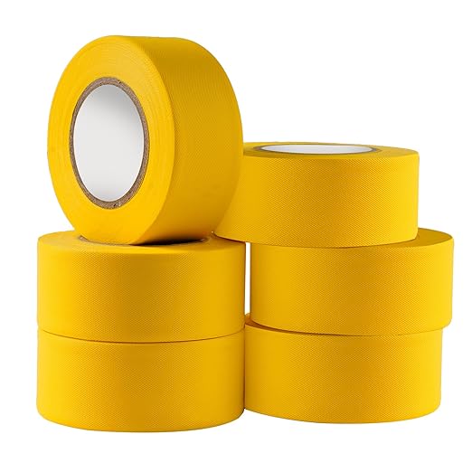 GEYYANG Yellow Flagging Tape,3.35 Mil Thick,1-3/16" x 98ft, 6 Rolls - NO Adhesive Plastic Ribbon Neon Marking Tape for Tree Marking, Hunting, Boundaries Hazardous Areas,Trail Marking, Barricade Tape