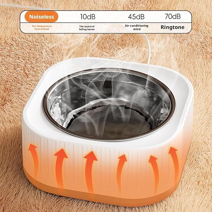 Heated Water Bowl, 200 ml Outdoor Thermostatic Control Heated Dog Pet Bowl,Heated Water Pet Dish with 5Ft Chewproof Cord, Provides Warm Drinkable Water in Winter for Dogs Cats Chickens (Grey)