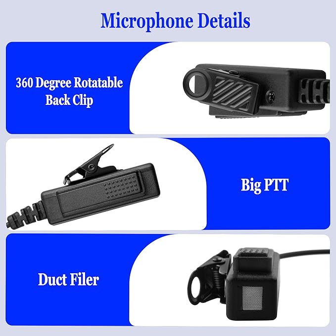 SAMCOM Surveillance Radio Earpiece with Mic for Two Way Radios, 2-Wire Air Tube Headset with Mic for Walkie Talkies, 2 Pin Hands-Free Earpieces Compatible with FPCN10A FPCN30A Radios, 6 Pcs