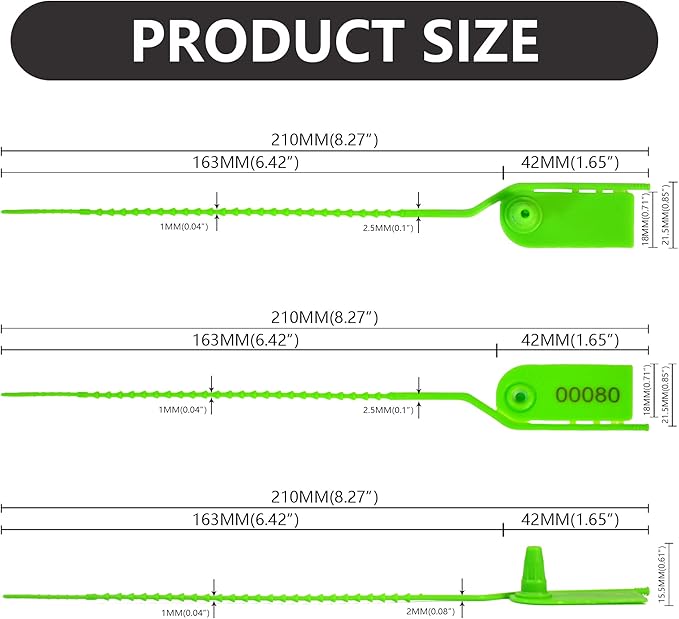 200 Anti-Tamper Fire Extinguisher Tags Plastic Security Seal Tags Break Tags Numbered Pull Tite Signage Inspection Tags Secure Tamper Proof Zip Ties for First Aid Kits, Clothes, Bags (Green)