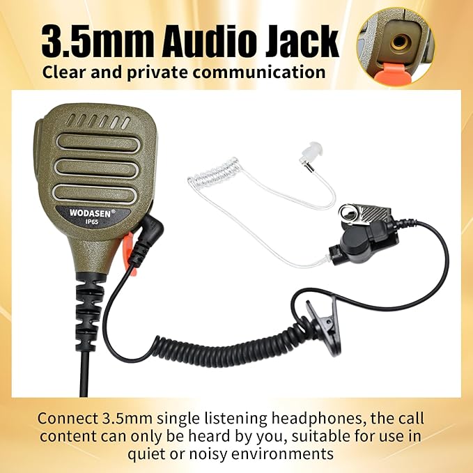WODASEN Speaker Mic Walkie Talkie Handheld Microphone Shoulder Lapel Mics for GXT LXT GXT1000VP4 GXT1000 LXT500VP3 GXT1050VP4 LXT600 AVPH10 GMRS FRS X-Talker Radio (128-Tan)