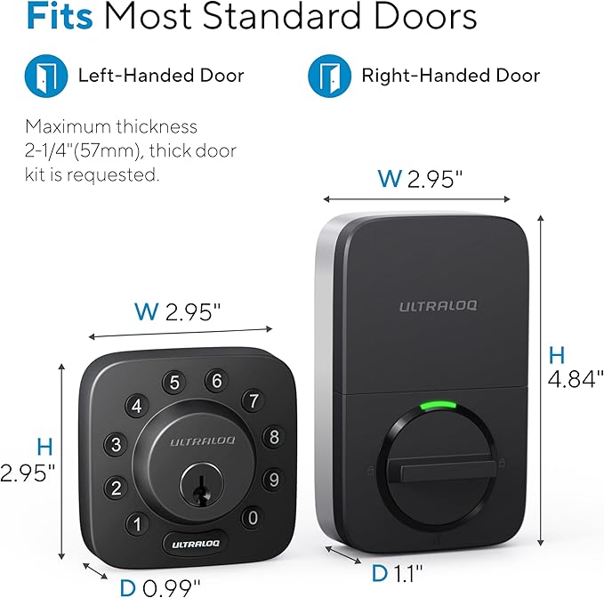 ULTRALOQ U-Bolt Smart Lock, 5-in-1 Keyless Entry Door Lock with App Control, Keypad Deadbolt, Auto Unlock, Auto Lock, Smart Door Lock, Smart Locks for Front Door, ANSI Grade 1, Black