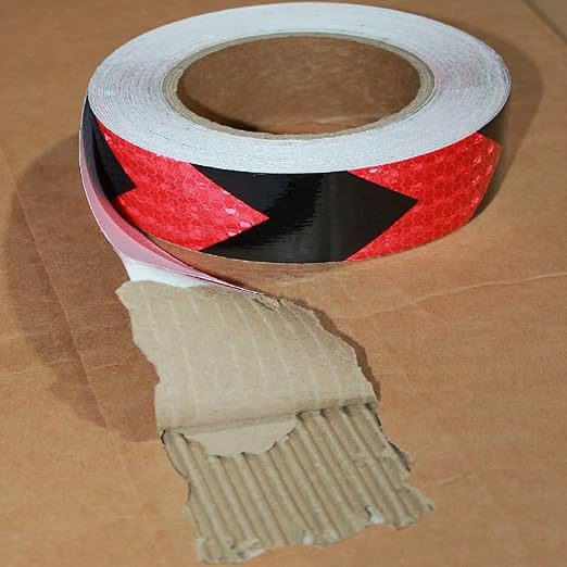 Red and Black Reflective Tape Outdoor Waterproof 1 inch X 66 feet, High Visibility Hazard Conspicuity Safety Industrial Marking Tape